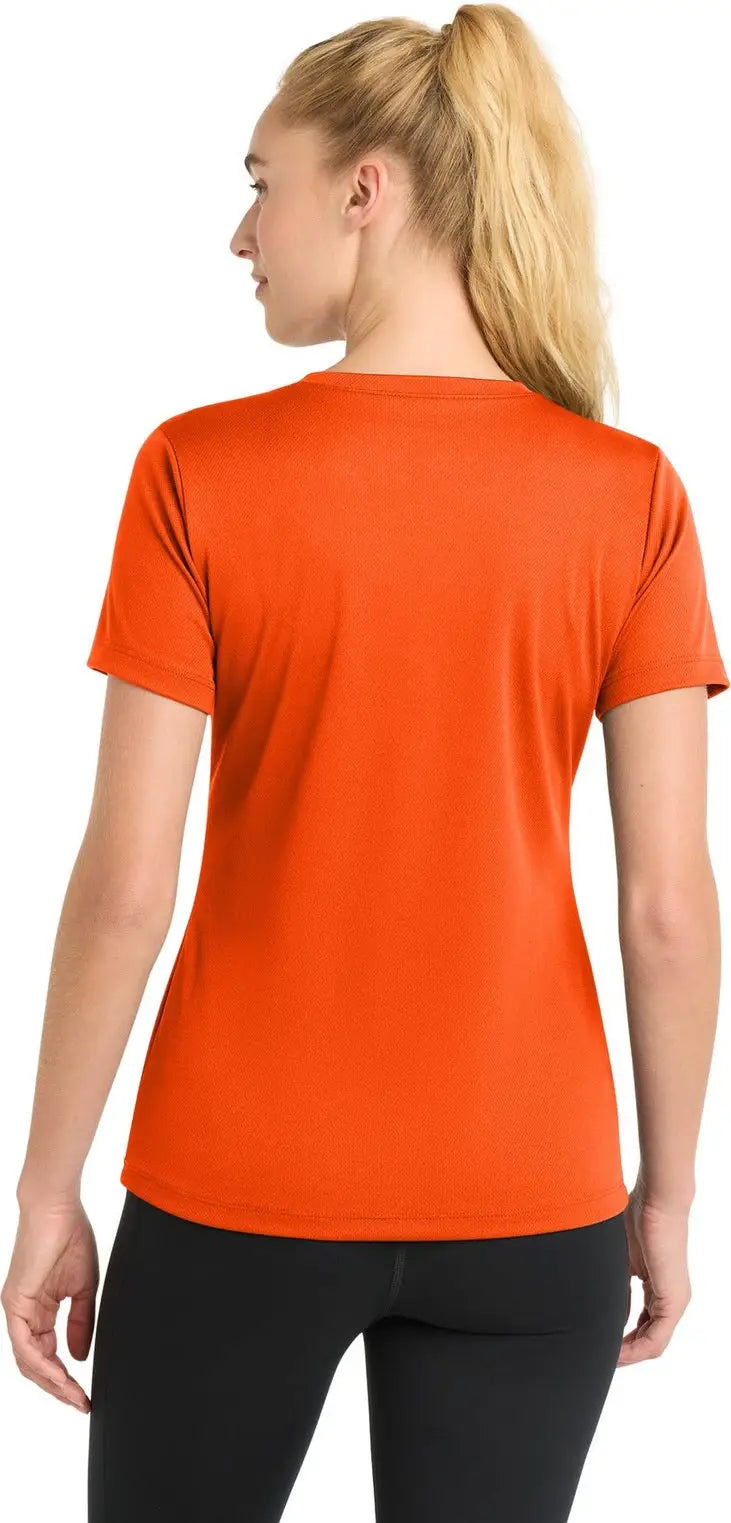 Sport-tek Lst340 Women’s Posicharge Racermesh V-neck Tee - Neon Orange