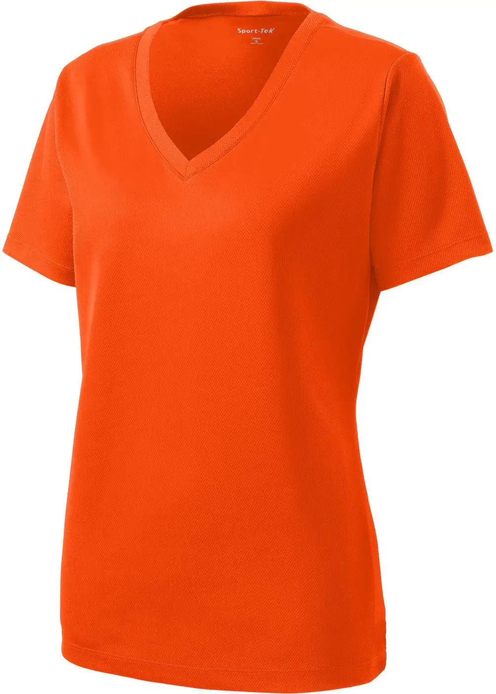 Sport-tek Lst340 Women’s Posicharge Racermesh V-neck Tee - Neon Orange