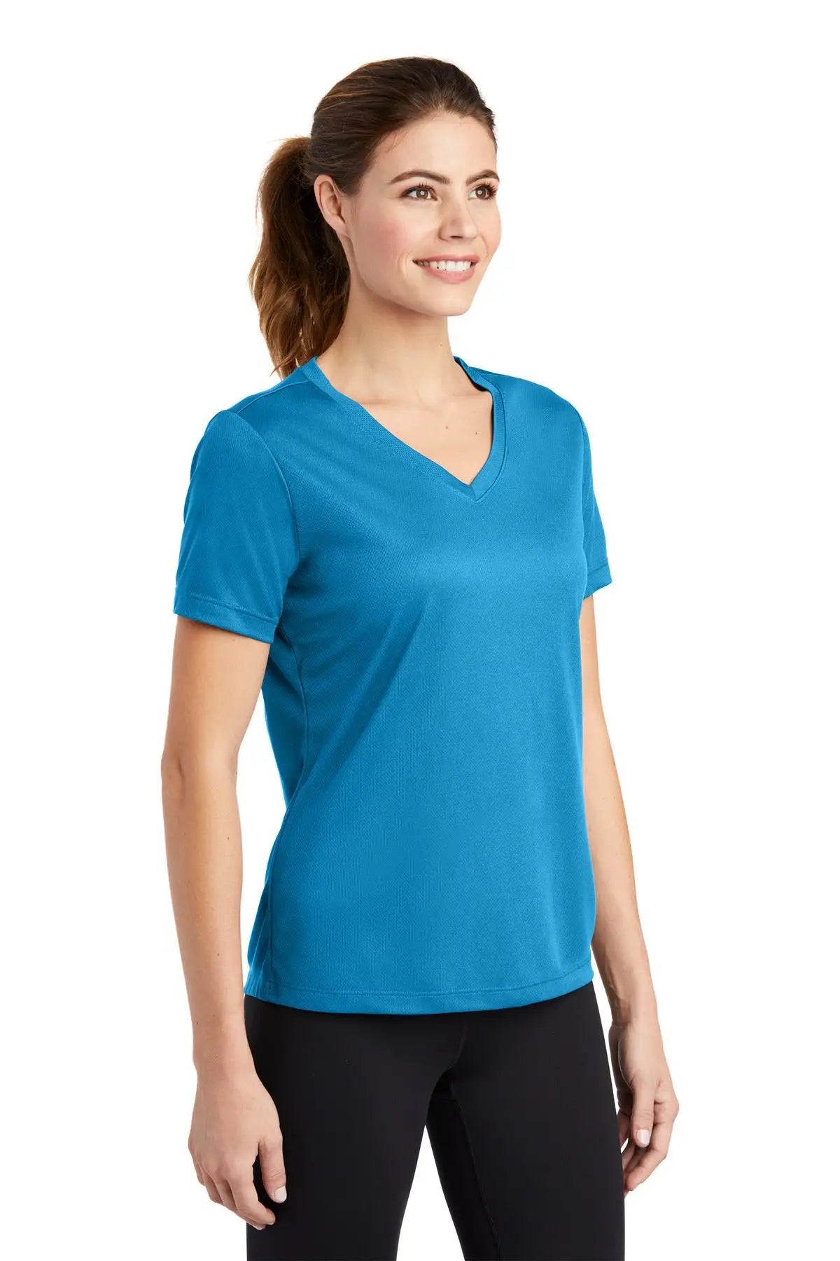 Sport-tek Lst340 Women’s Posicharge Racermesh V-neck Tee - Pond Blue