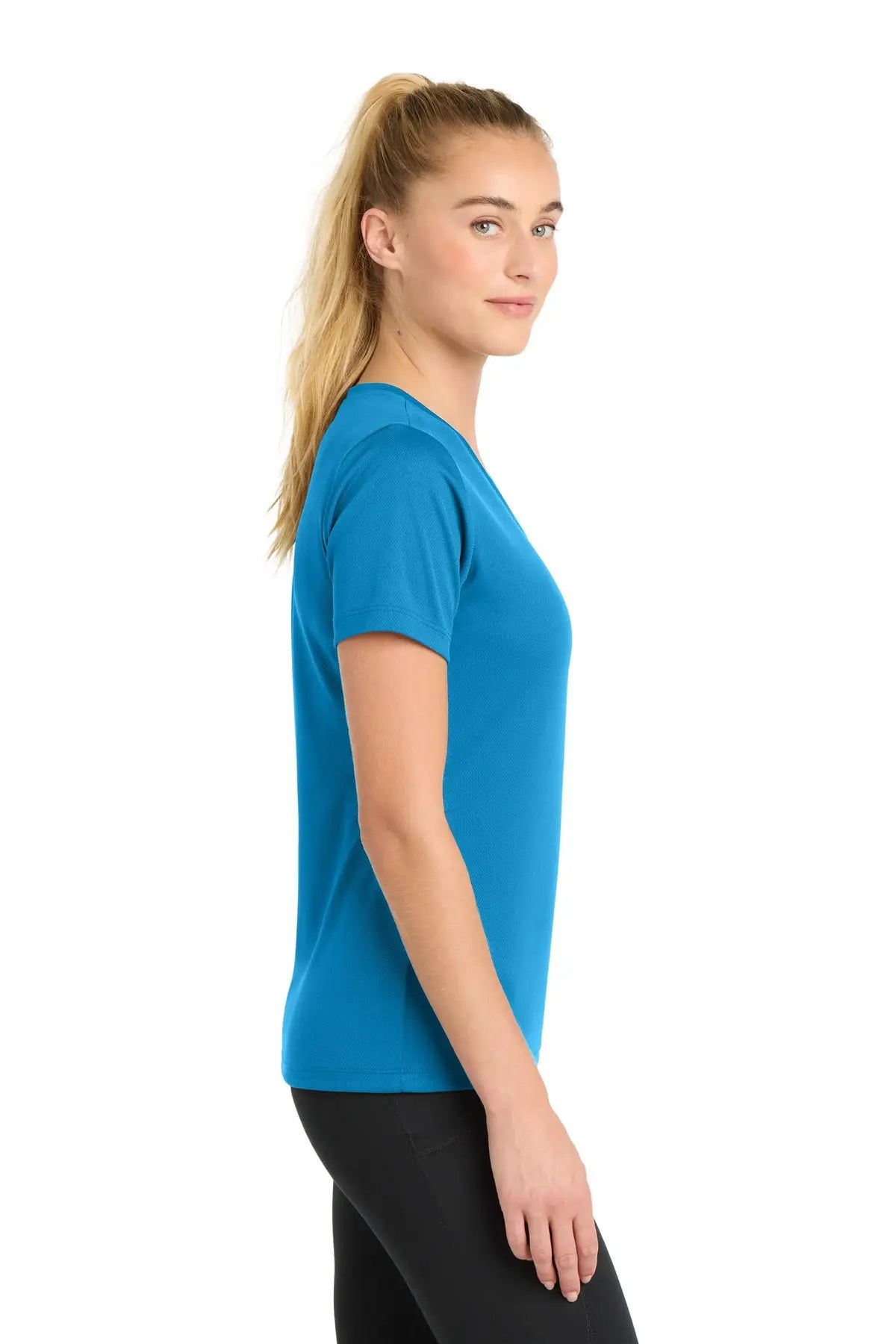 Sport-tek Lst340 Women’s Posicharge Racermesh V-neck Tee - Pond Blue