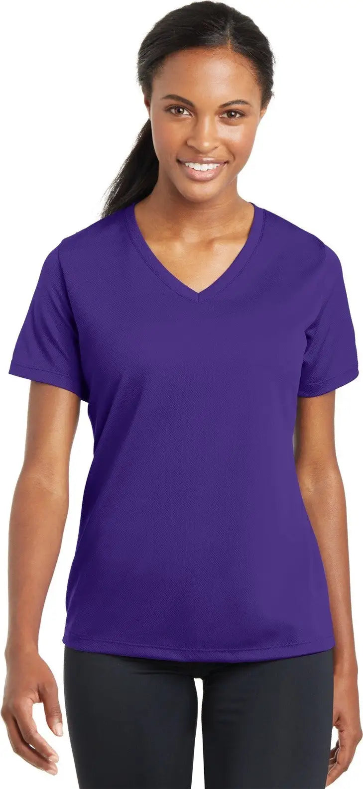 Sport-tek Lst340 Women’s Posicharge Racermesh V-neck Tee - Purple