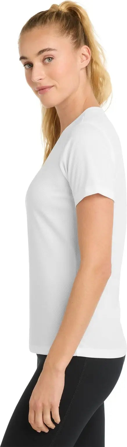 Sport-tek Lst340 Women’s Posicharge Racermesh V-neck Tee - White