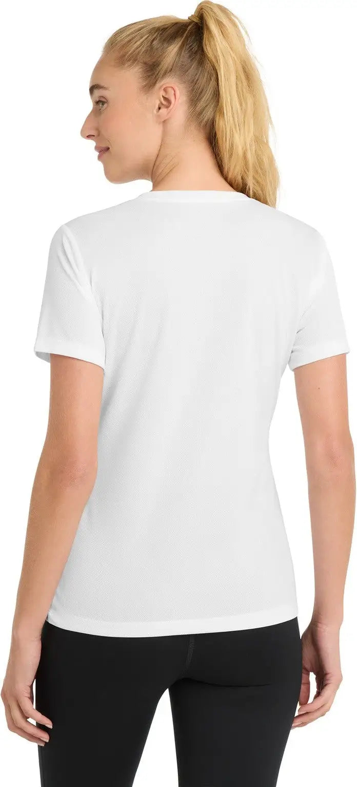 Sport-tek Lst340 Women’s Posicharge Racermesh V-neck Tee - White