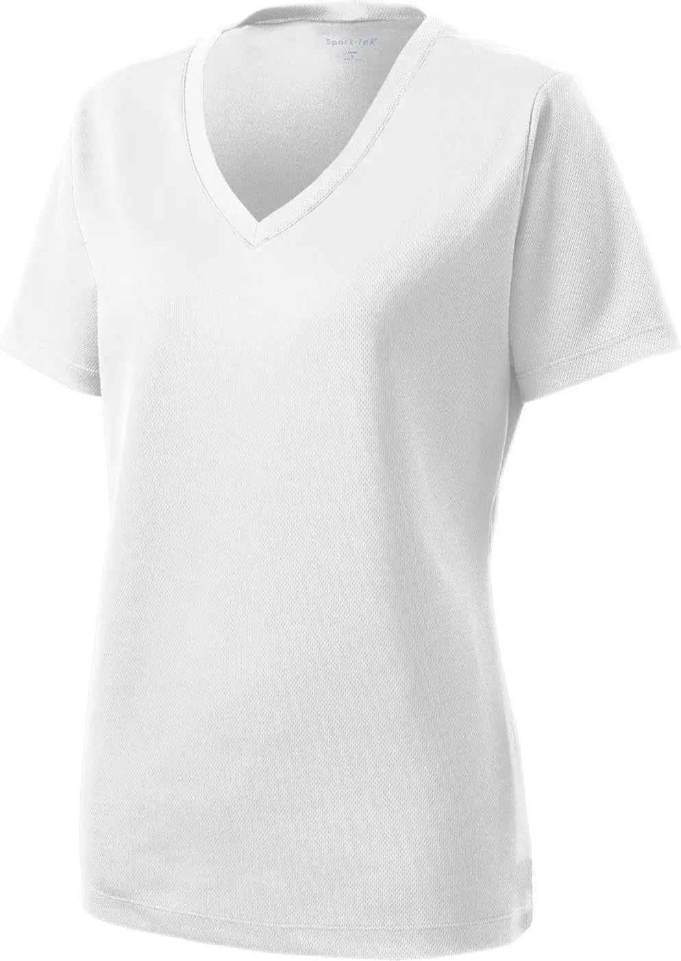 Sport-tek Lst340 Women’s Posicharge Racermesh V-neck Tee - White