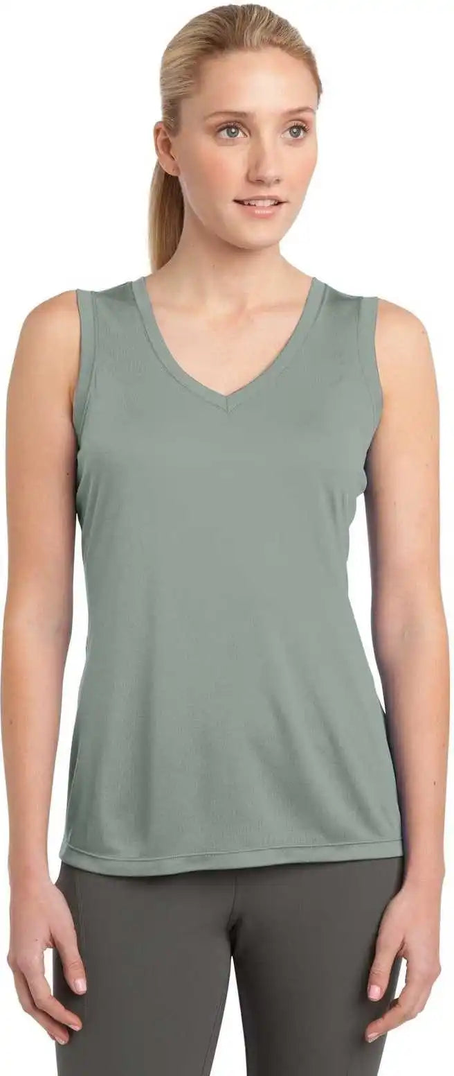 Sport Tek Lst352 Ladies Sleeveless Posicharge Competitor v Neck Tee Silver
