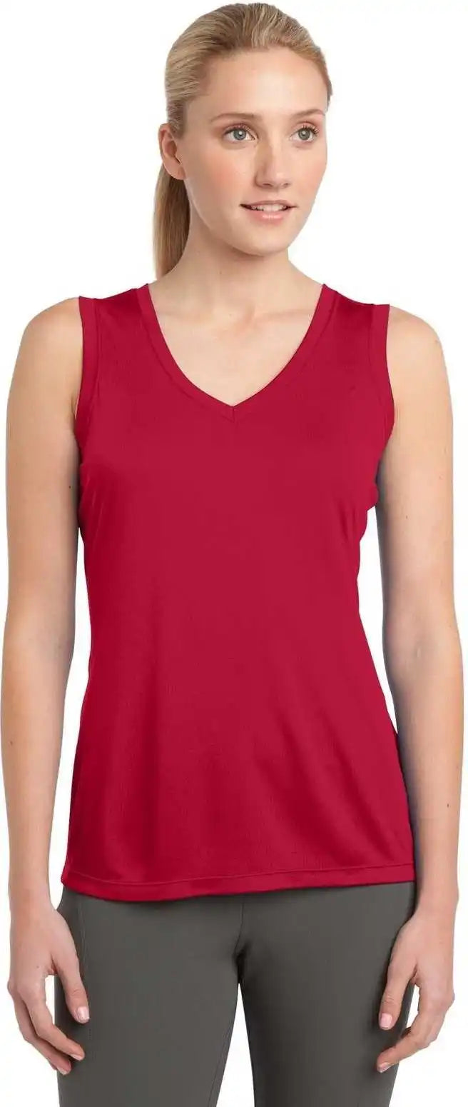Sport Tek Lst352 Ladies Sleeveless Posicharge Competitor v Neck Tee True Red