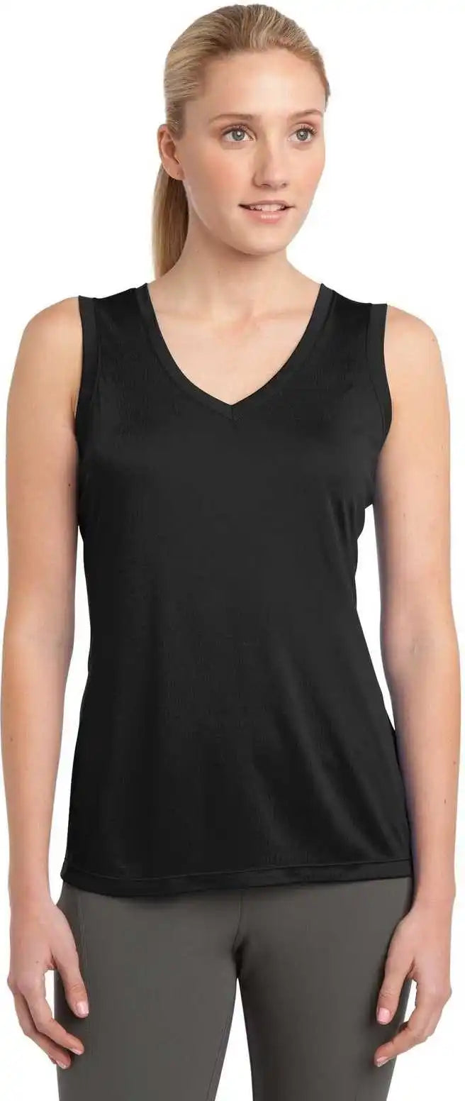 Sport Tek Lst352 Ladies Sleeveless Posicharge Competitor v Neck Tee Black