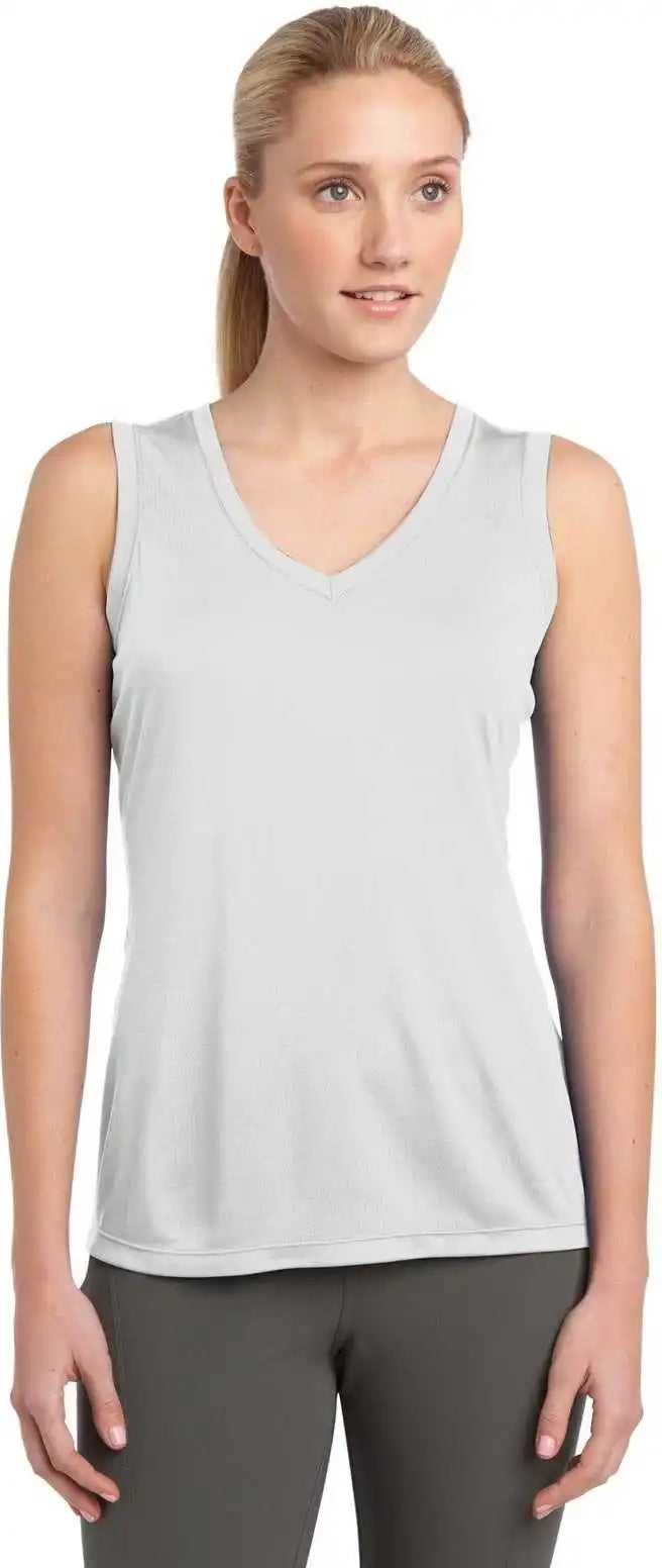 Sport Tek Lst352 Ladies Sleeveless Posicharge Competitor v Neck Tee White
