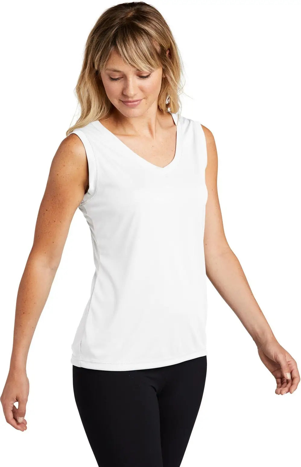 Sport-tek Lst352 Women’s Sleeveless Posicharge Competitor V-neck Tee - White