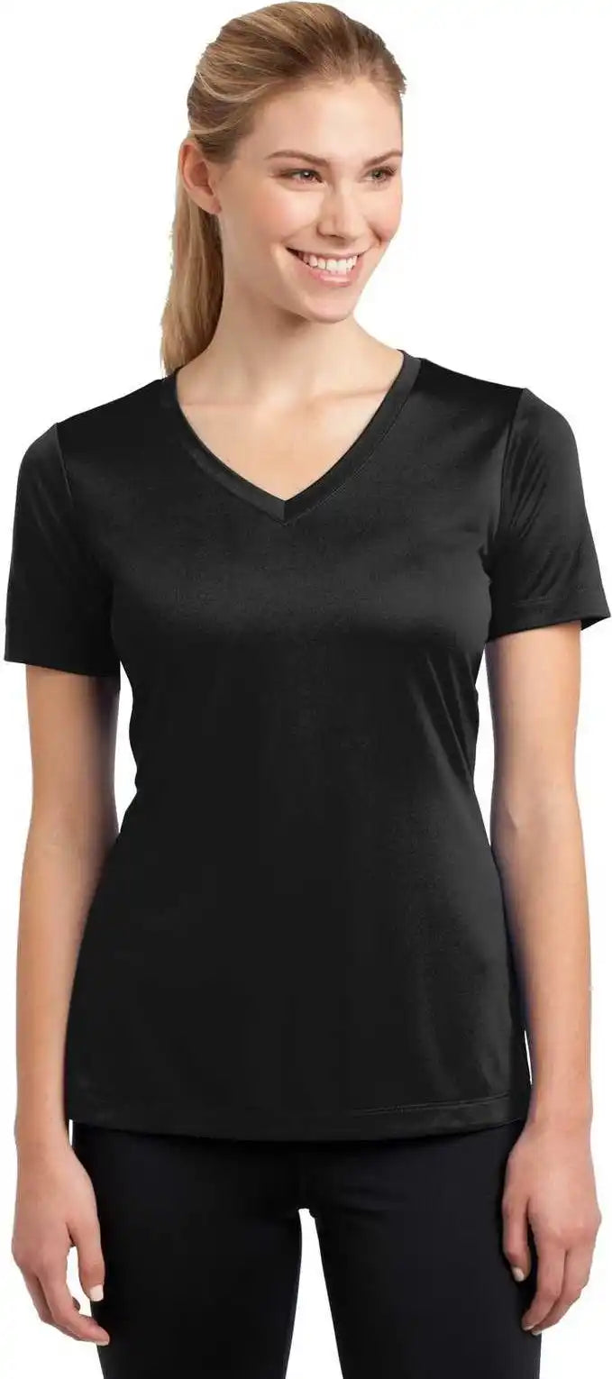 Sport Tek Lst353 Ladies Posicharge Competitor v Neck Tee Black
