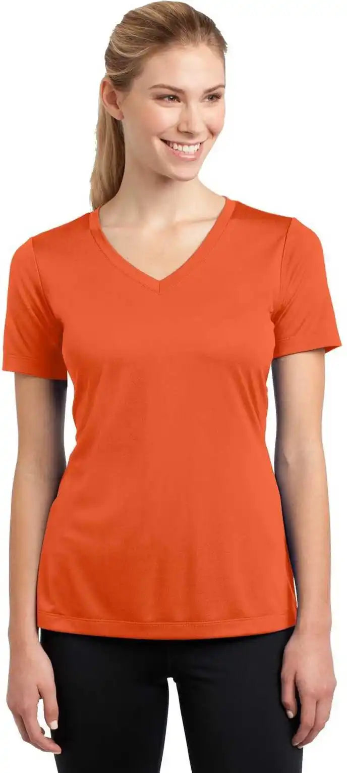 Sport-tek Lst353 Ladies Posicharge Competitor V-neck Tee - Deep Orange