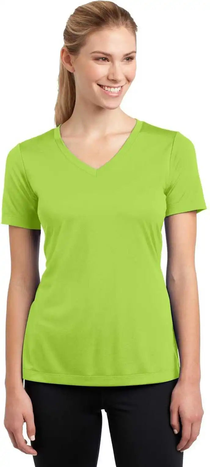 Sport Tek Lst353 Ladies Posicharge Competitor v Neck Tee Lime Shock