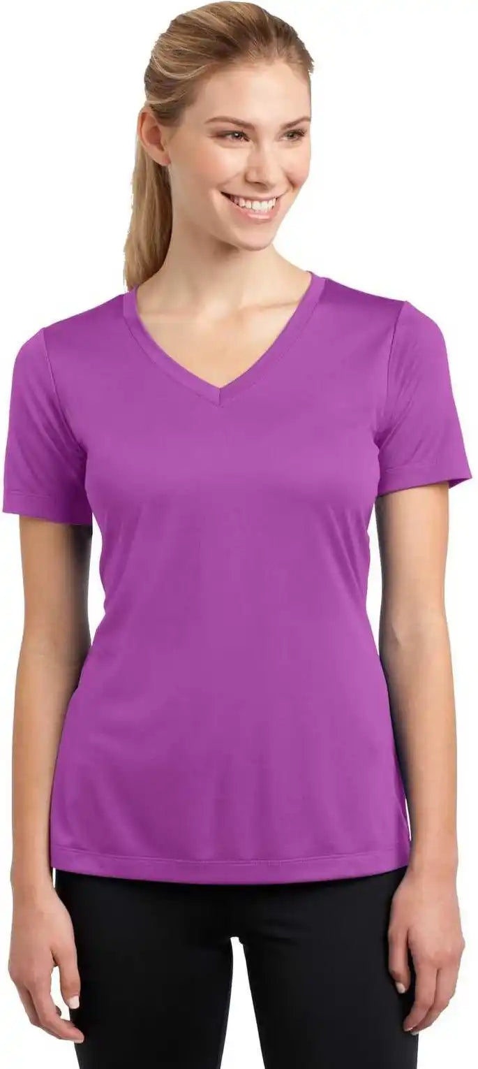 Sport-tek Lst353 Ladies Posicharge Competitor V-neck Tee - Pink Orchid
