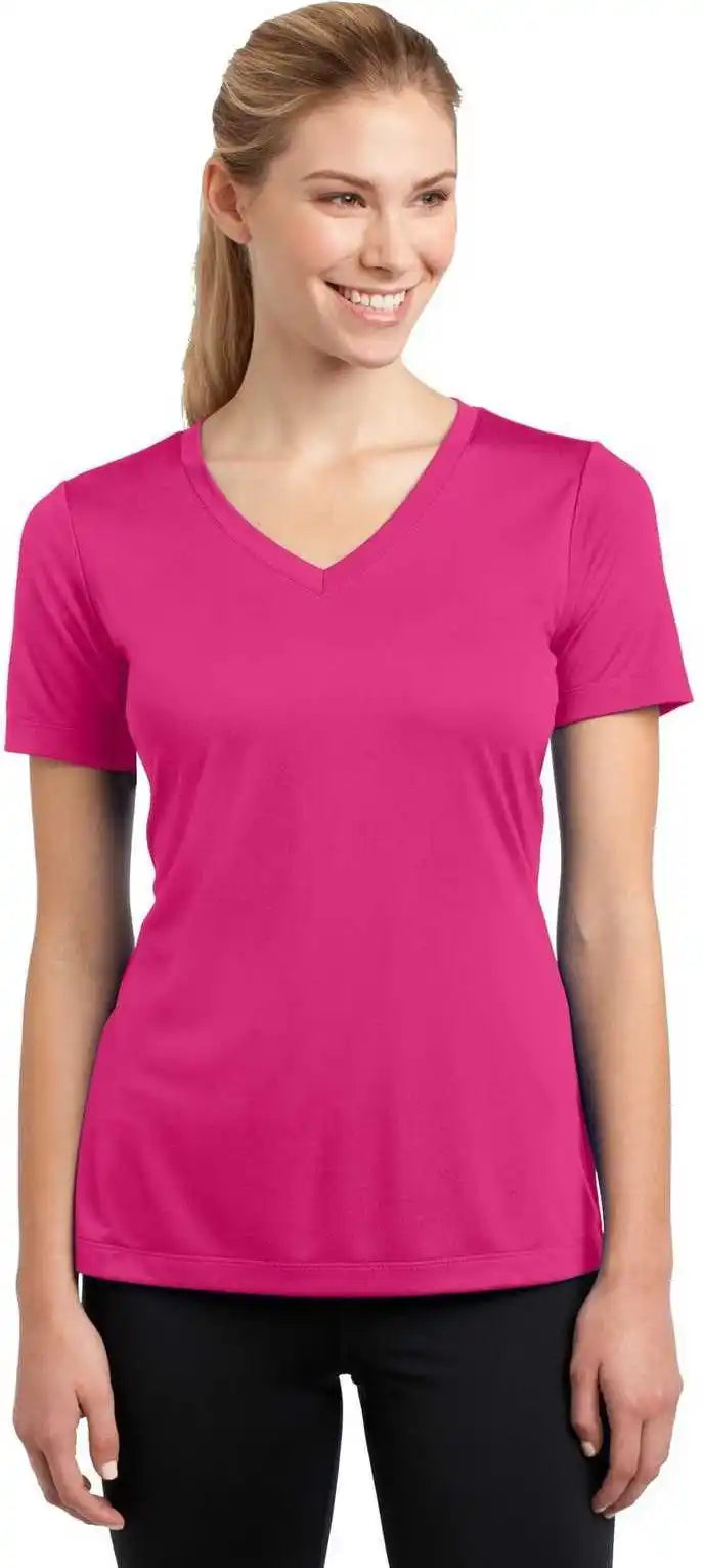 Sport-tek Lst353 Ladies Posicharge Competitor V-neck Tee - Pink Raspberry