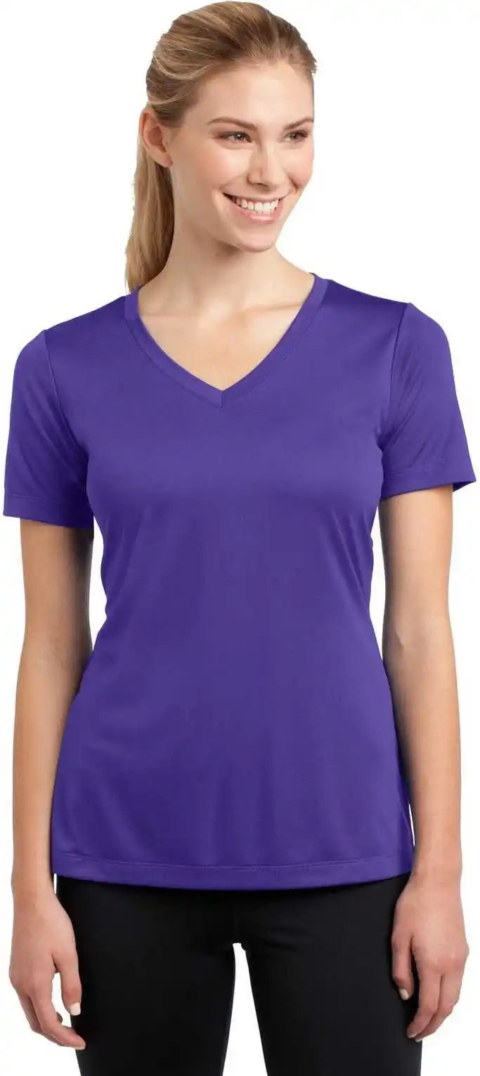 Sport Tek Lst353 Ladies Posicharge Competitor v Neck Tee Purple