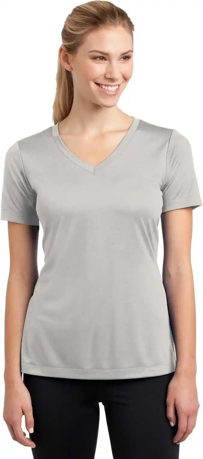 Sport Tek Lst353 Ladies Posicharge Competitor v Neck Tee Silver