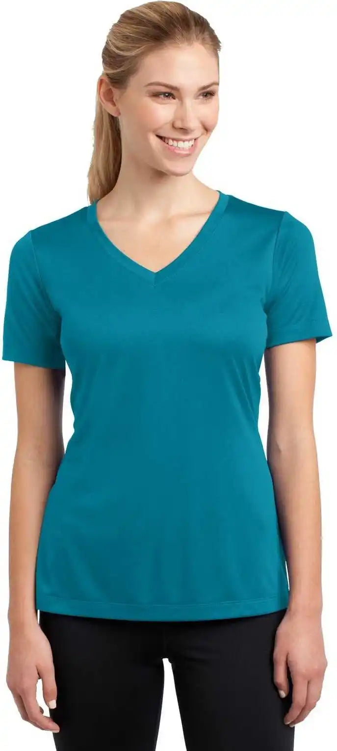 Sport Tek Lst353 Ladies Posicharge Competitor v Neck Tee Tropic Blue