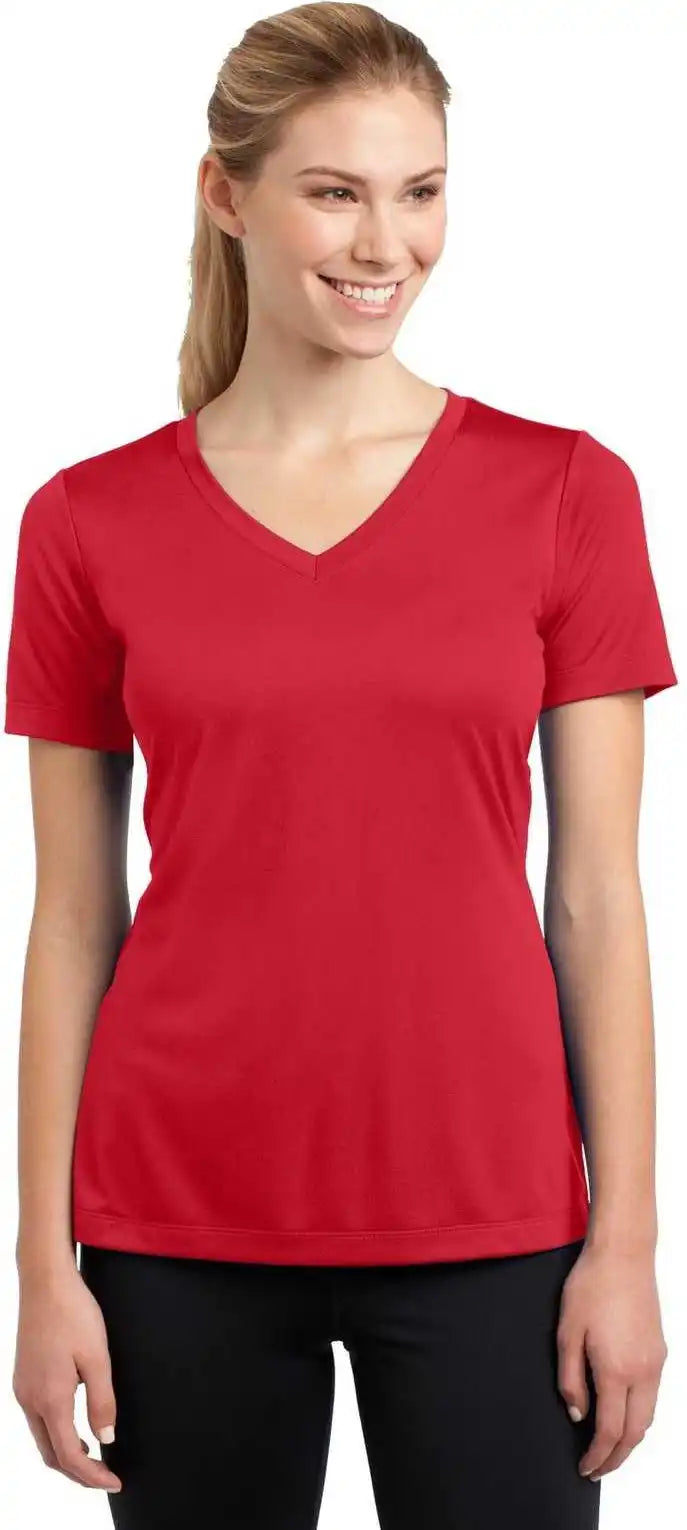 Sport Tek Lst353 Ladies Posicharge Competitor v Neck Tee True Red