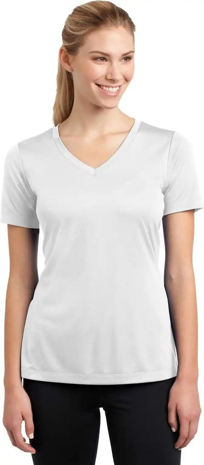 Sport Tek Lst353 Ladies Posicharge Competitor v Neck Tee White