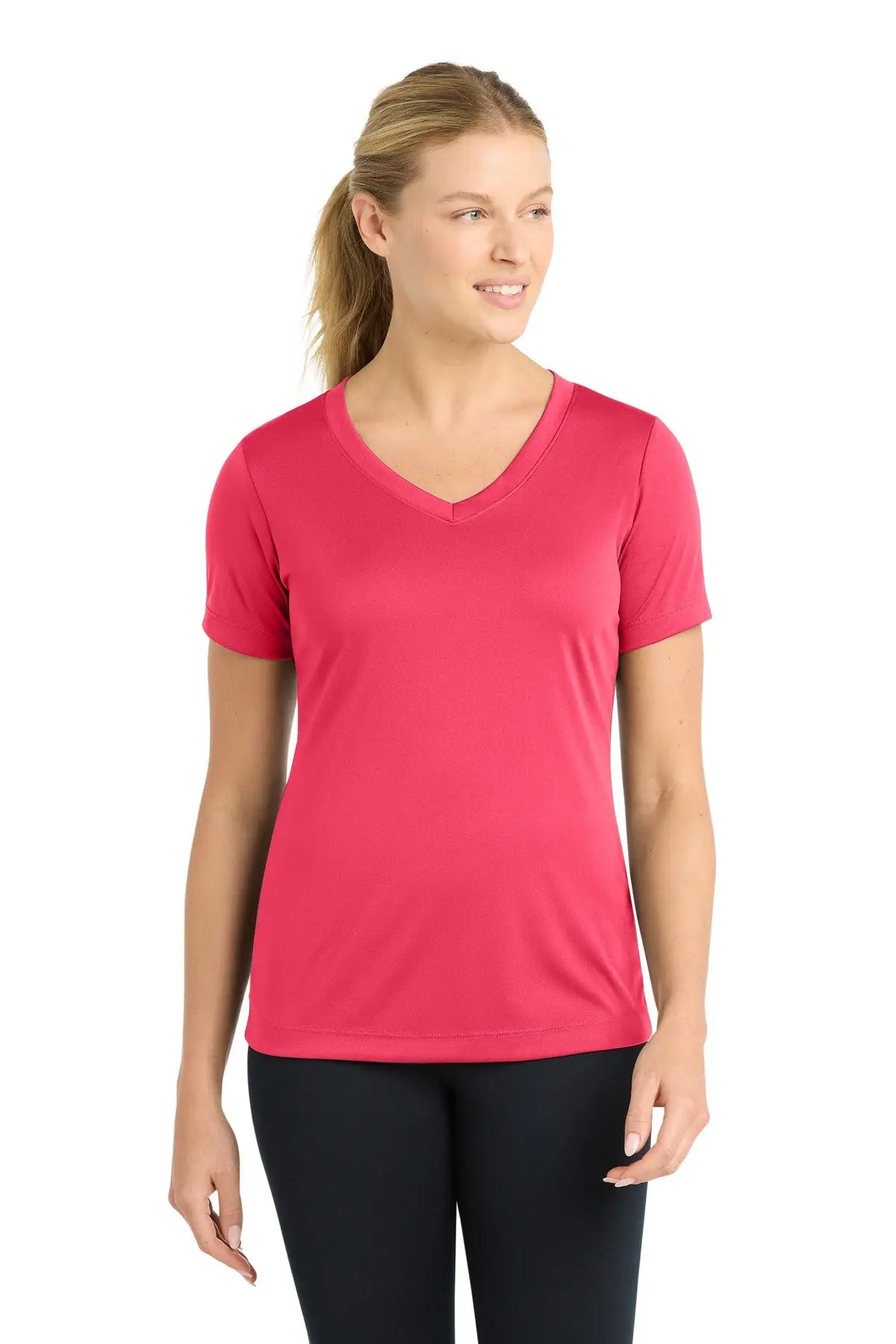Sport-tek Lst353 Women’s Posicharge Competitor V-neck Tee - Hot Coral - Ladies Xs