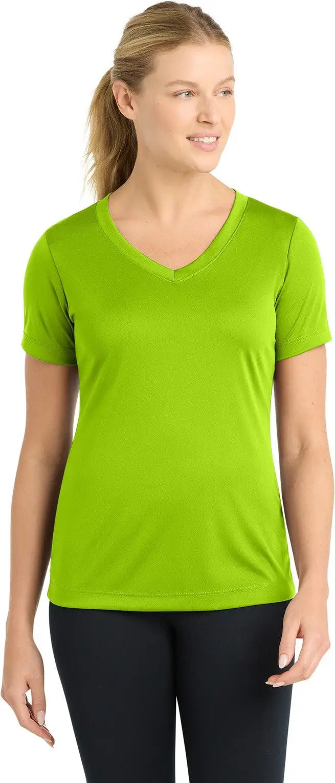 Sport-tek Lst353 Women’s Posicharge Competitor V-neck Tee - Lime Shock - Ladies Xs