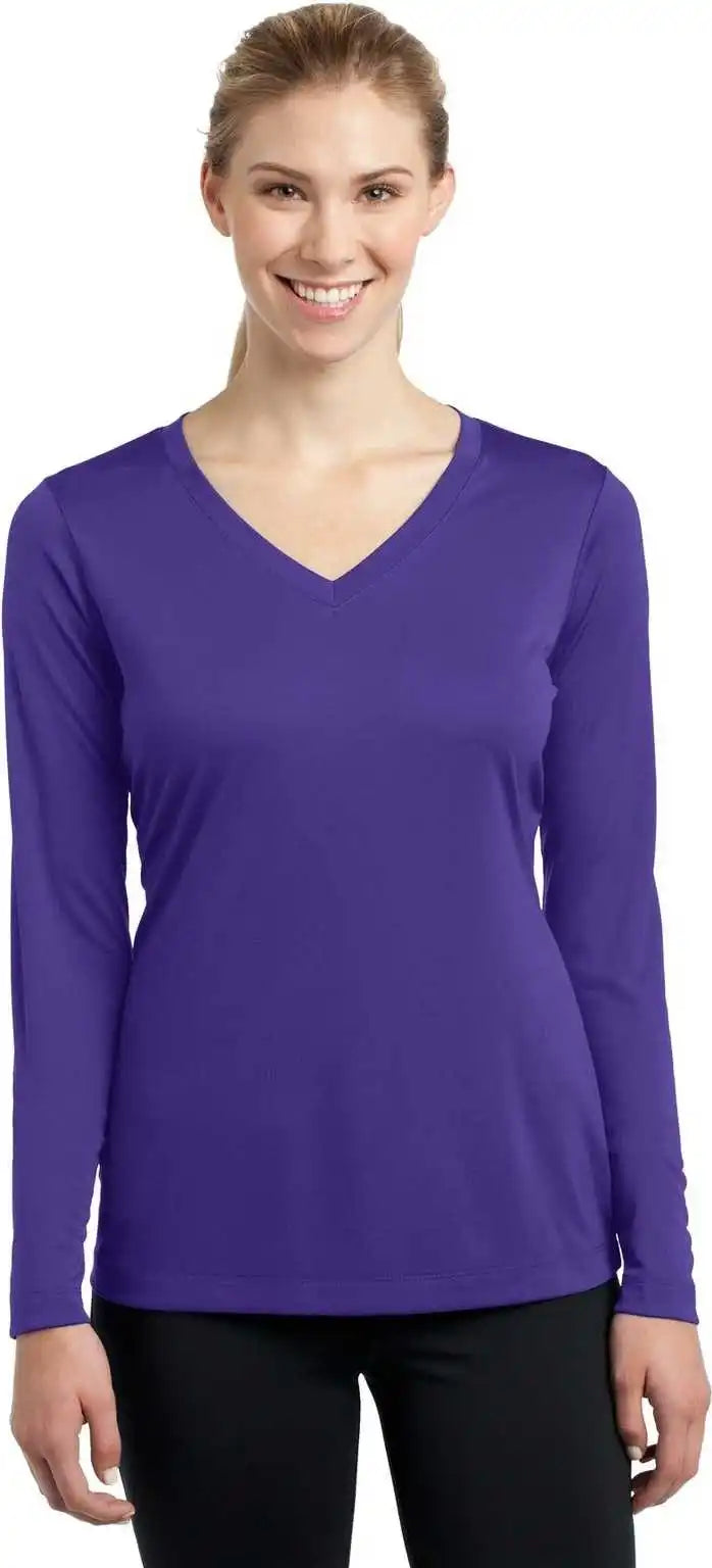 Sport Tek Lst353ls Ladies Long Sleeve Posicharge Competitor v Neck Tee Purple