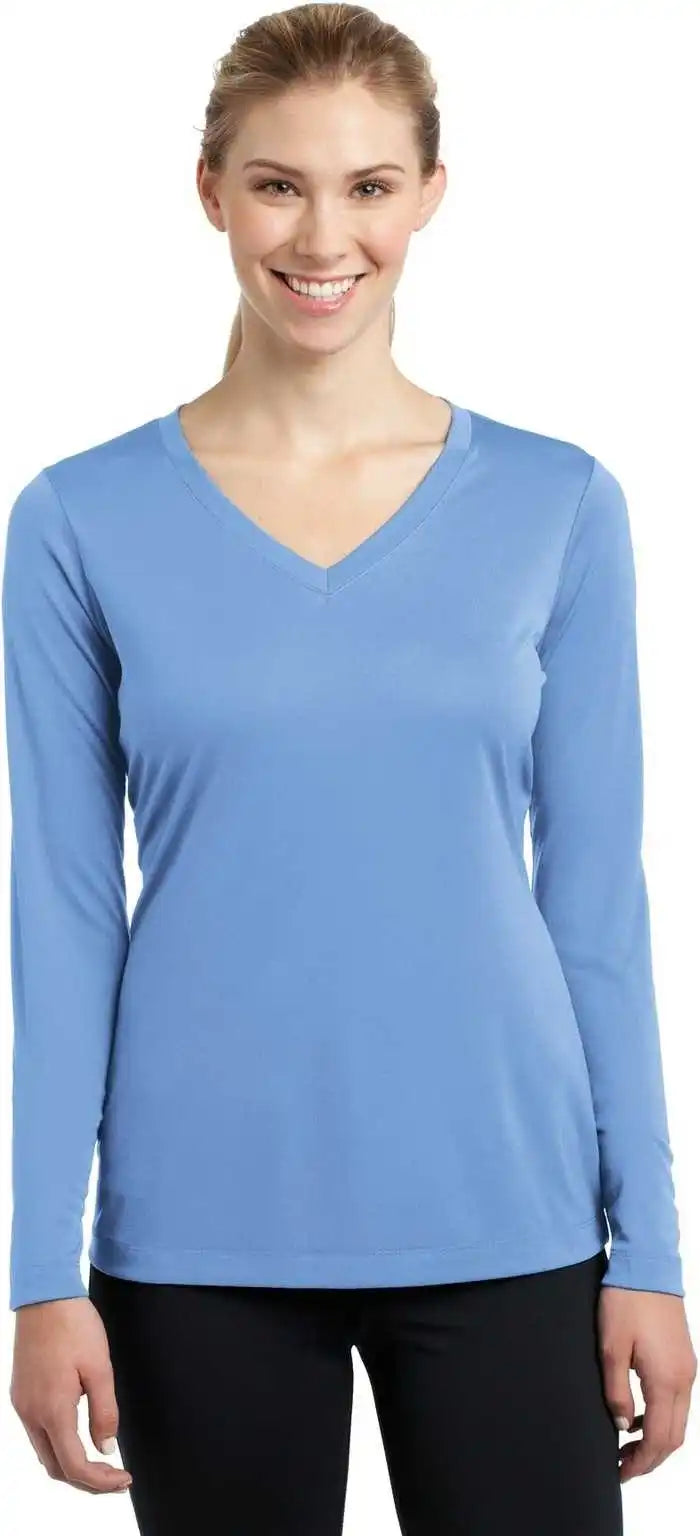 Sport Tek Lst353ls Ladies Long Sleeve Posicharge Competitor v Neck Tee Carolina Blue