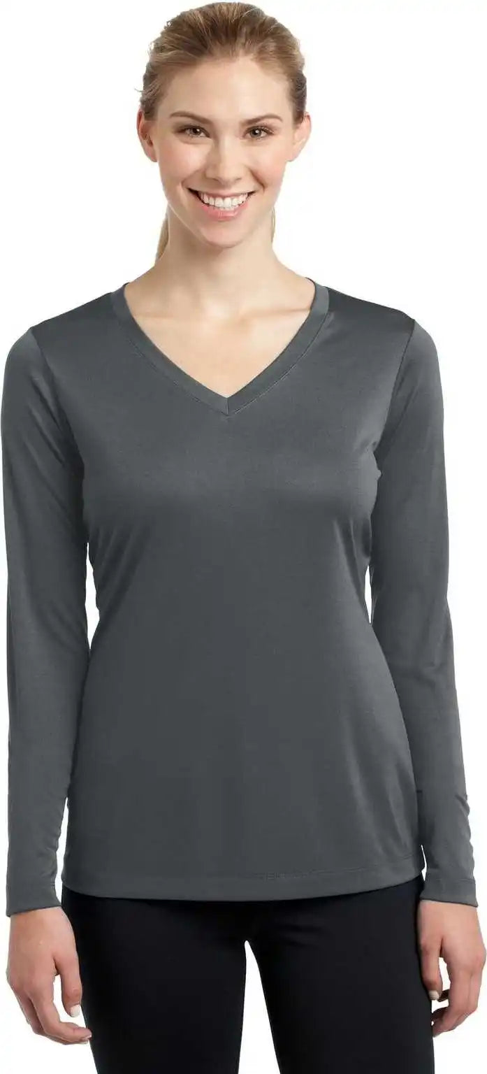 Sport Tek Lst353ls Ladies Long Sleeve Posicharge Competitor v Neck Tee Iron Gray