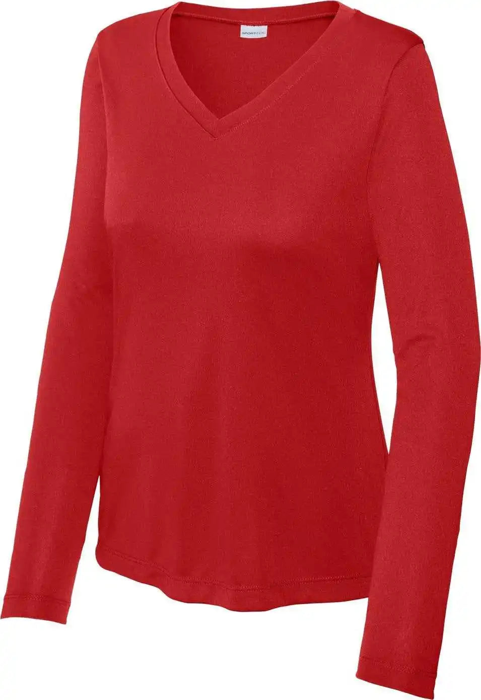 Sport Tek Lst353ls Ladies Long Sleeve Posicharge Competitor v Neck Tee Deep Red