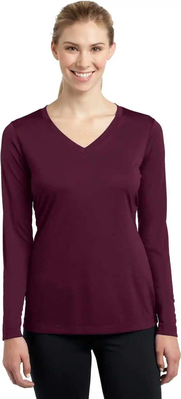 Sport-tek Lst353ls Ladies Long Sleeve Posicharge Competitor V-neck Tee - Maroon