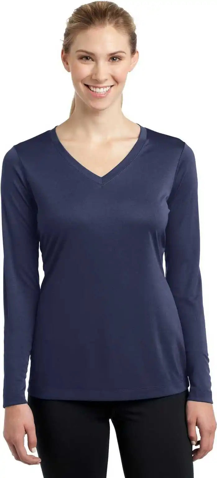 Sport Tek Lst353ls Ladies Long Sleeve Posicharge Competitor v Neck Tee True Navy