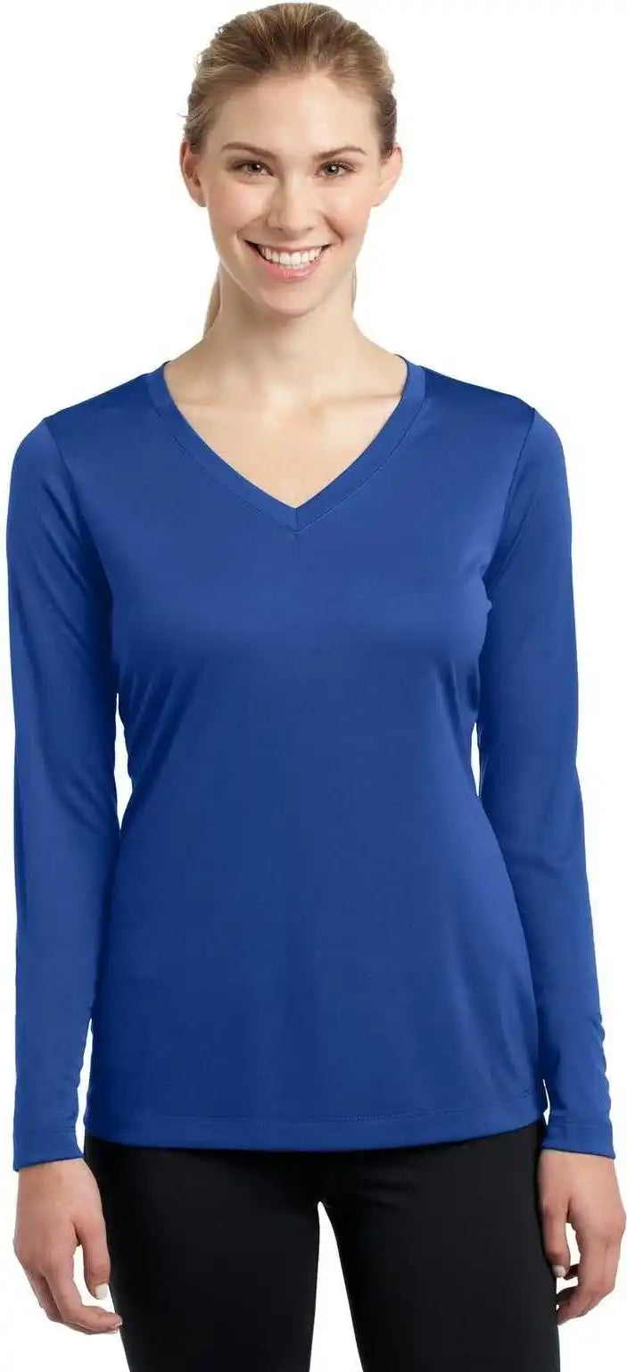 Sport Tek Lst353ls Ladies Long Sleeve Posicharge Competitor v Neck Tee True Royal