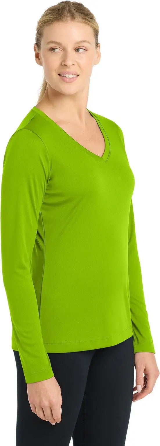 Sport-tek Lst353ls Women’s Long Sleeve Posicharge Competitor V-neck Tee - Lime Shock
