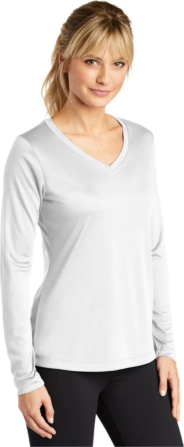 Sport-tek Lst353ls Women’s Long Sleeve Posicharge Competitor V-neck Tee - White