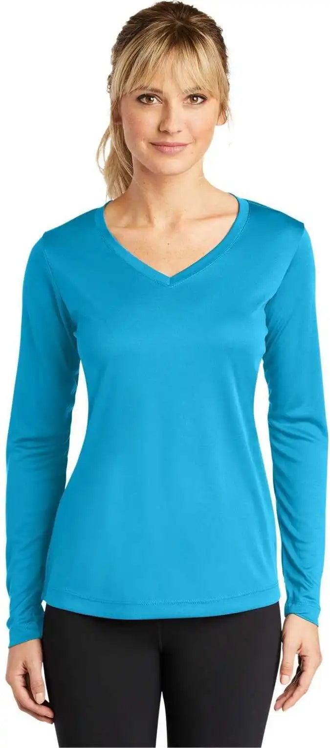 Sport-tek Lst353ls Women’s Long Sleeve Posicharge Competitor V-neck Tee - Atomic Blue