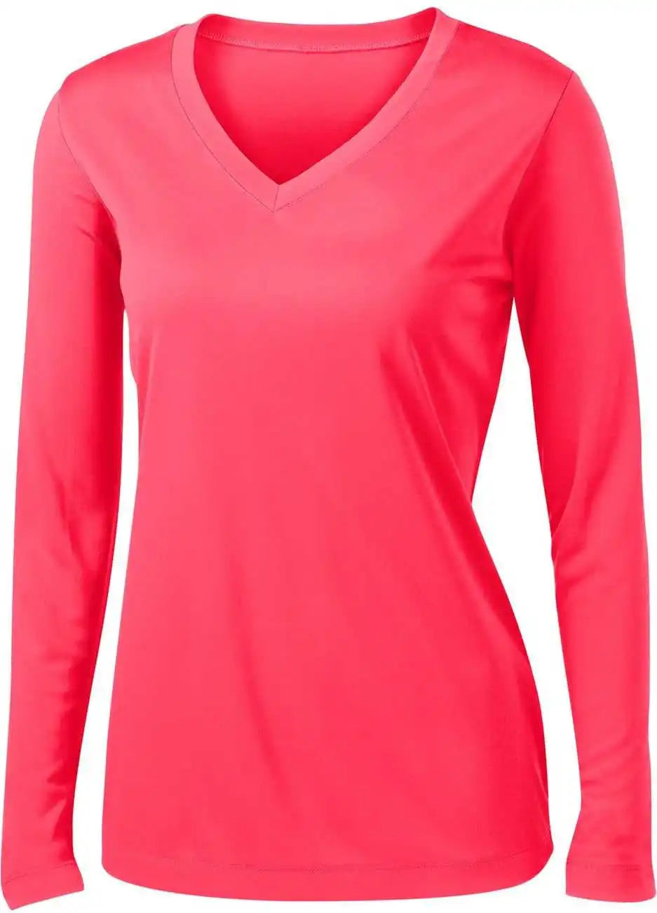 Sport-tek Lst353ls Women’s Long Sleeve Posicharge Competitor V-neck Tee - Hot Coral