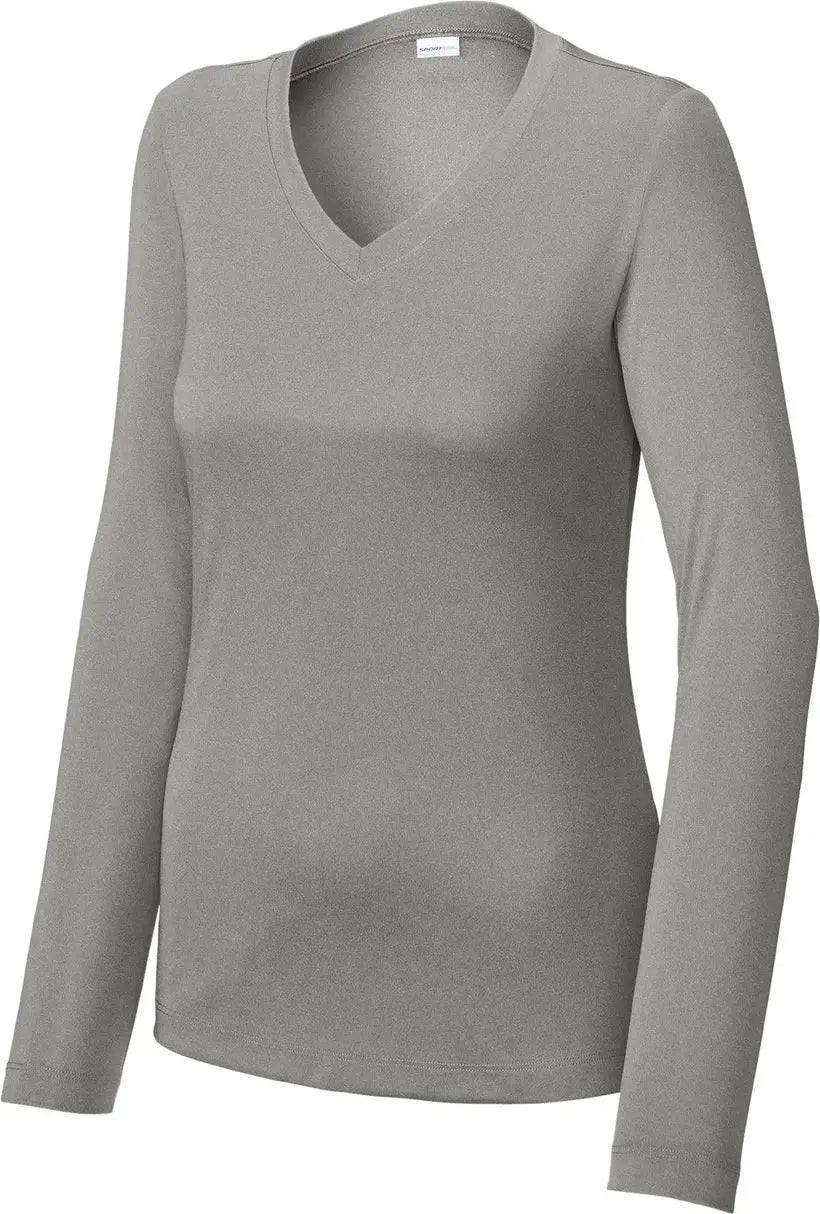 Sport-tek Lst353ls Women’s Long Sleeve Posicharge Competitor V-neck Tee - Gray Concrete Heather