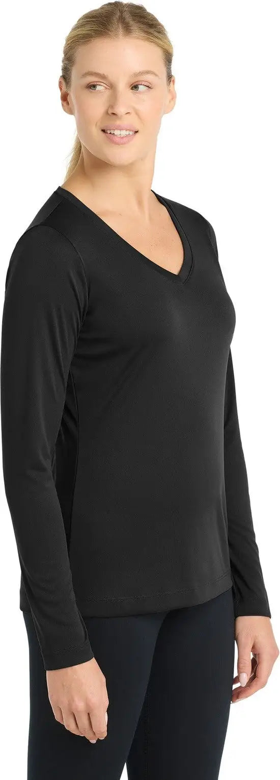 Sport-tek Lst353ls Women’s Long Sleeve Posicharge Competitor V-neck Tee - Black