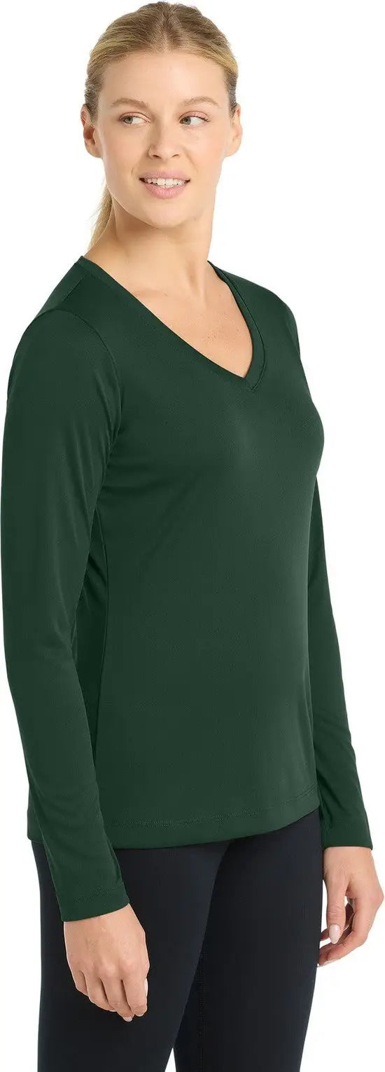 Sport-tek Lst353ls Women’s Long Sleeve Posicharge Competitor V-neck Tee - Forest Green