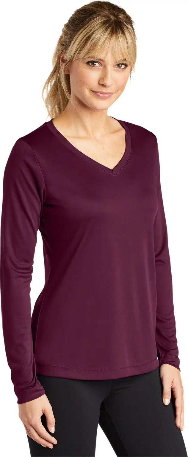 Sport-tek Lst353ls Women’s Long Sleeve Posicharge Competitor V-neck Tee - Maroon