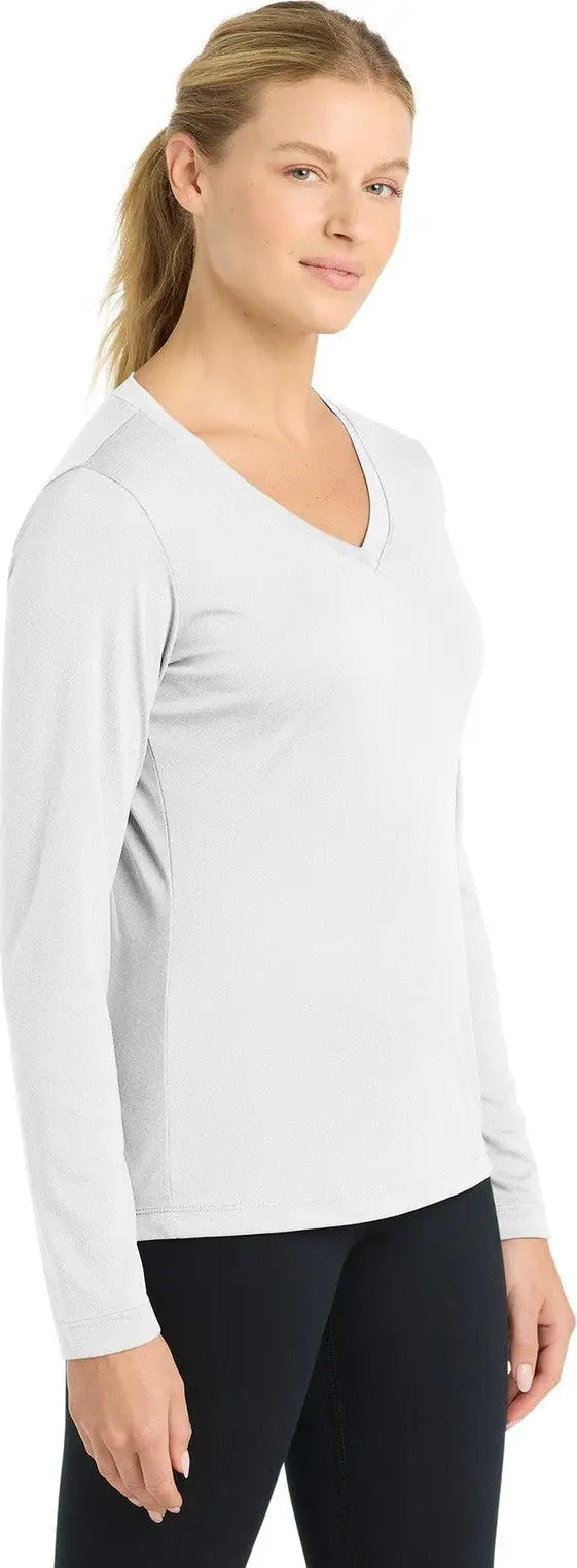 Sport-tek Lst353ls Women’s Long Sleeve Posicharge Competitor V-neck Tee - White