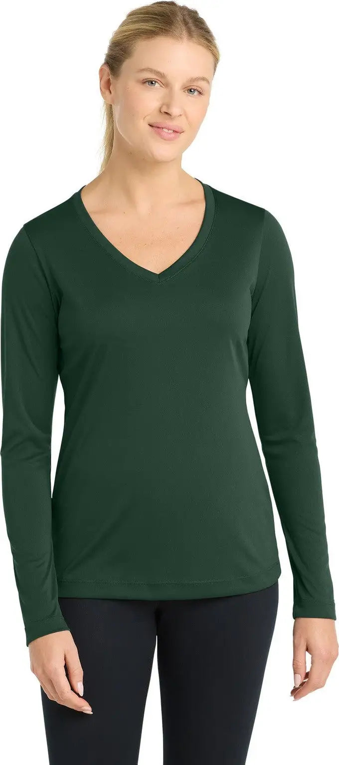 Sport-tek Lst353ls Women’s Long Sleeve Posicharge Competitor V-neck Tee - Forest Green - Ladies Xs