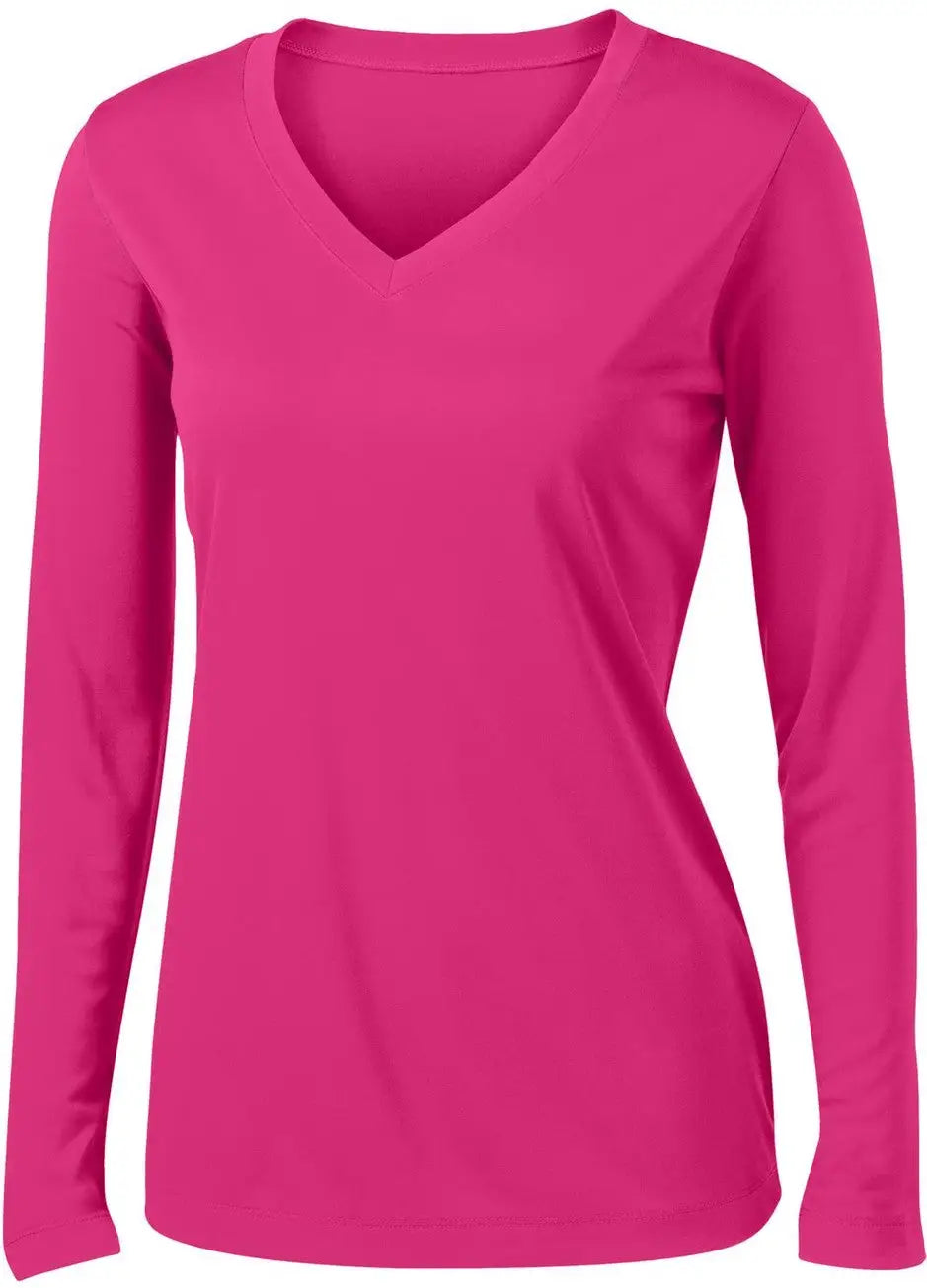 Sport-tek Lst353ls Women’s Long Sleeve Posicharge Competitor V-neck Tee - Pink Raspberry