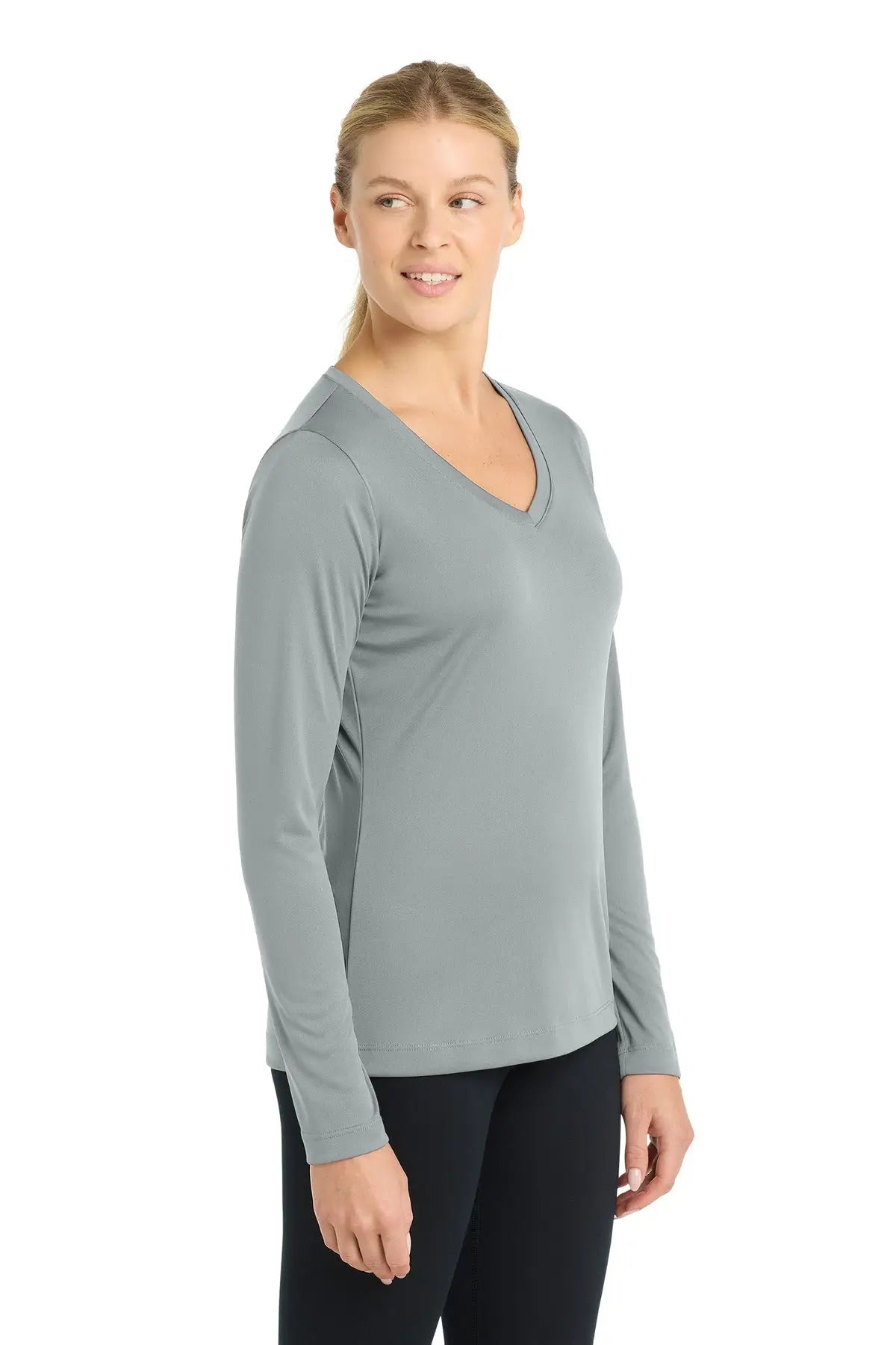 Sport-tek Lst353ls Women’s Long Sleeve Posicharge Competitor V-neck Tee - Silver