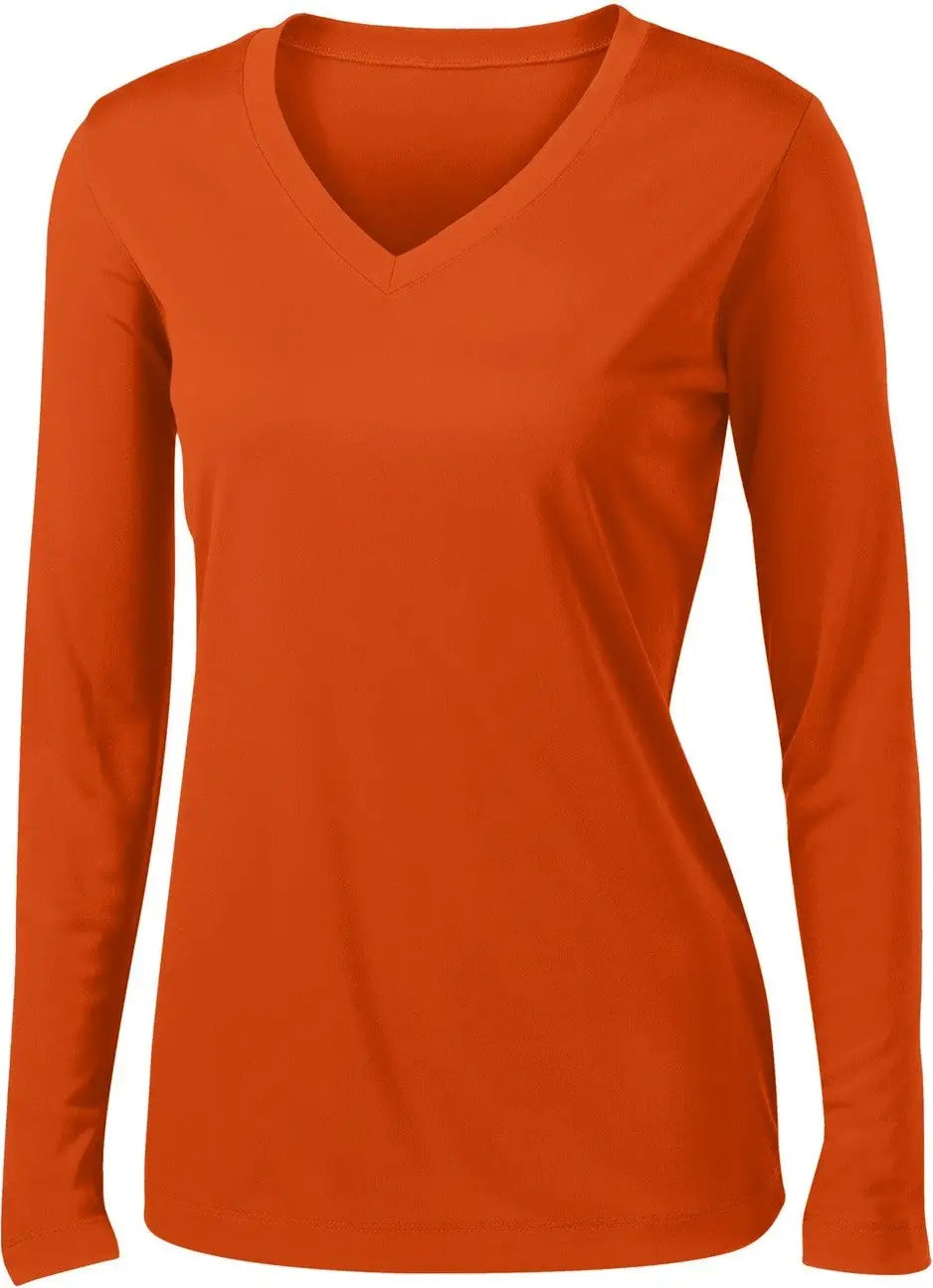 Sport-tek Lst353ls Women’s Long Sleeve Posicharge Competitor V-neck Tee - Deep Orange