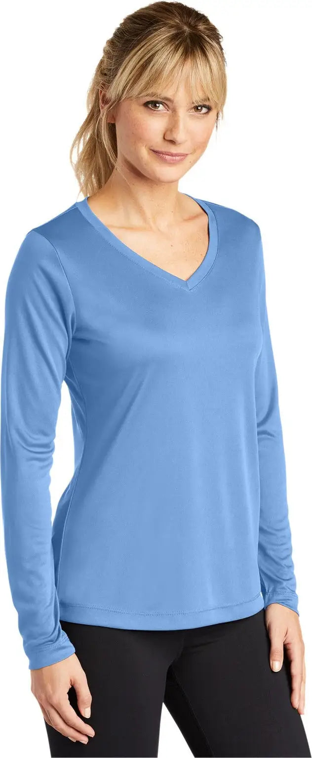 Sport-tek Lst353ls Women’s Long Sleeve Posicharge Competitor V-neck Tee - Carolina Blue