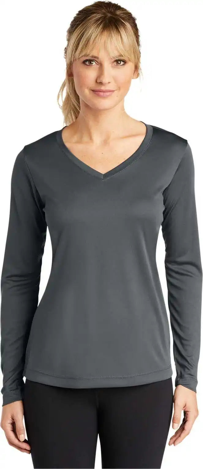 Sport-tek Lst353ls Women’s Long Sleeve Posicharge Competitor V-neck Tee - Iron Grey
