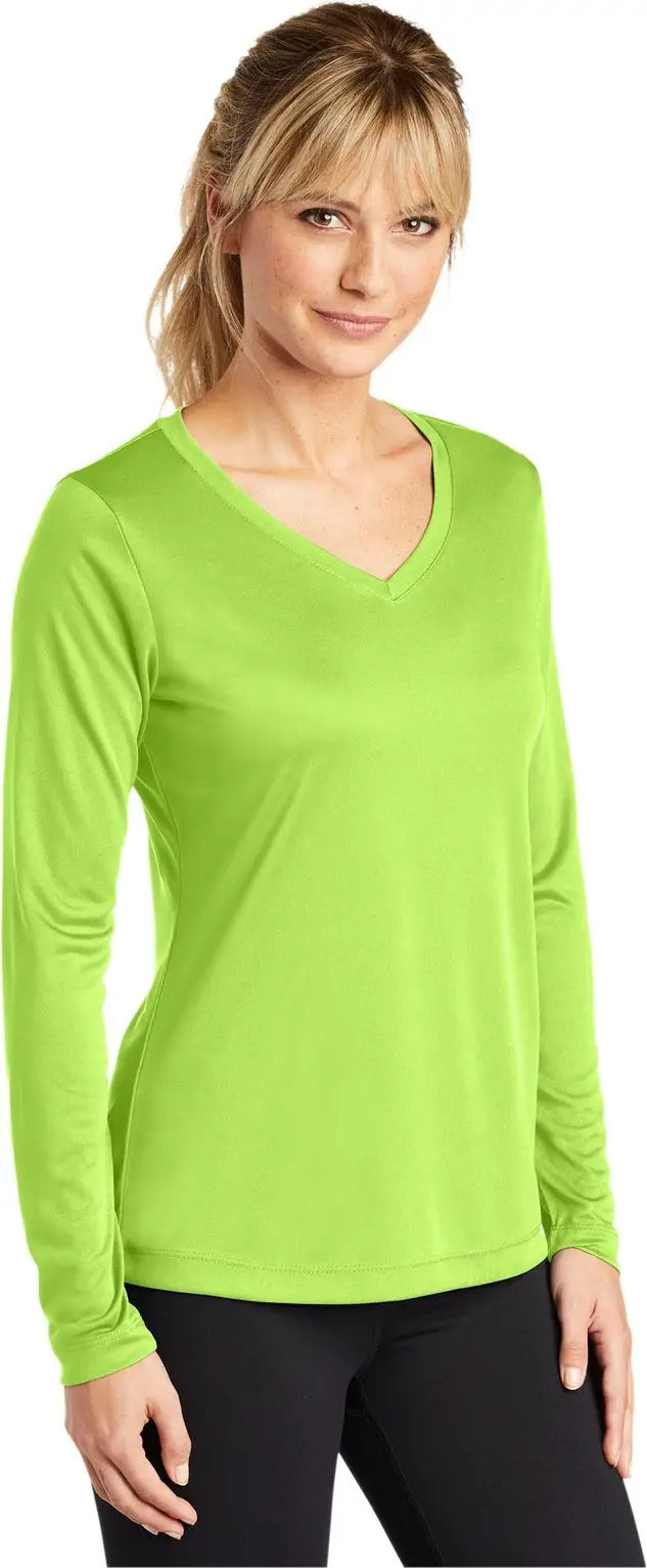 Sport-tek Lst353ls Women’s Long Sleeve Posicharge Competitor V-neck Tee - Lime Shock