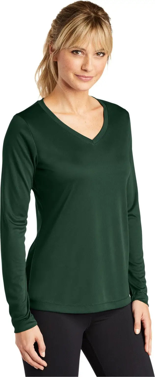 Sport-tek Lst353ls Women’s Long Sleeve Posicharge Competitor V-neck Tee - Forest Green