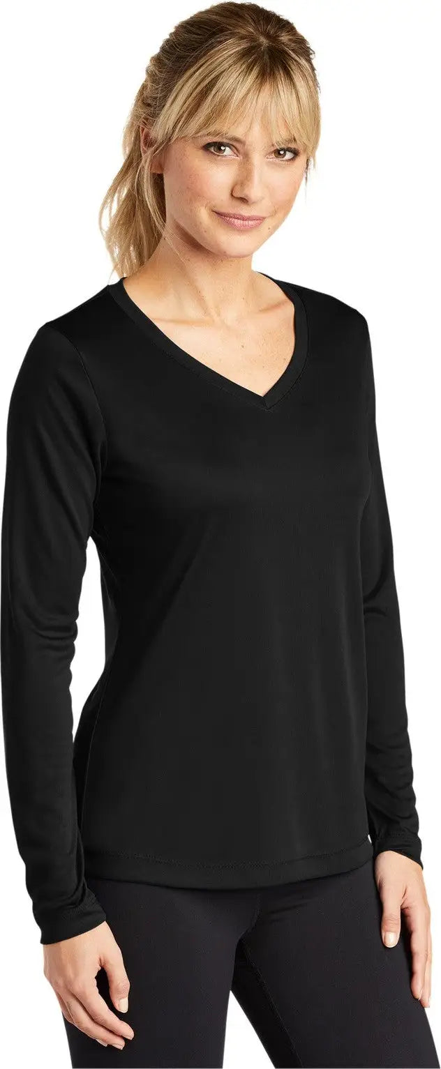 Sport-tek Lst353ls Women’s Long Sleeve Posicharge Competitor V-neck Tee - Black